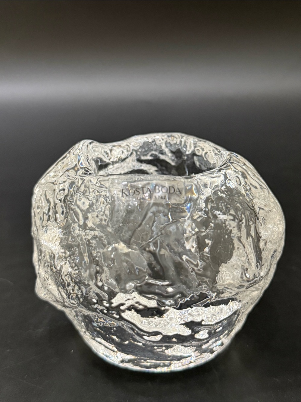 KOSTA BODA “Snowball” Crystal Clear Glass Tea Light Votive Candle Holder